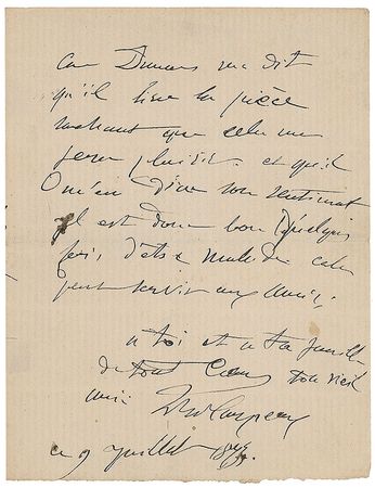 Lot #471 Jean-Baptiste Carpeaux Handwritten Letter Signed - Image 3