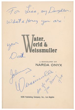 Lot #1061 Johnny Weissmuller: ?To Lisa, my daughter, what a honey you are!? - Image 1