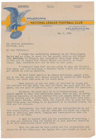 Lot #1420 Bert Bell Typed Letter Signed - Image 1