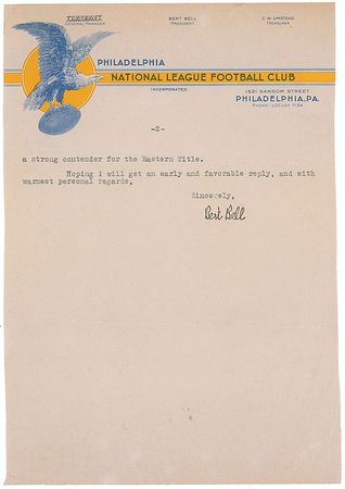 Lot #1420 Bert Bell Typed Letter Signed - Image 2