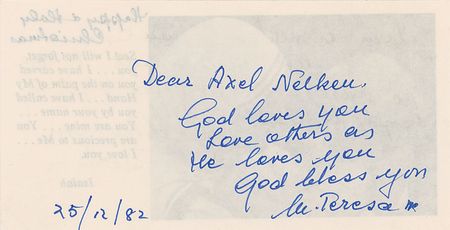 Lot #300 Mother Teresa Signed Note - Image 1