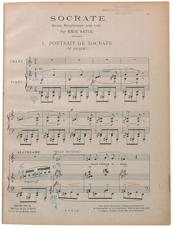 Lot #679 Erik Satie: Presenting a first edition of his ‘Socrate’ to the singer who premiered it to the world, complete with corrections in the composer’s hand - Image 3
