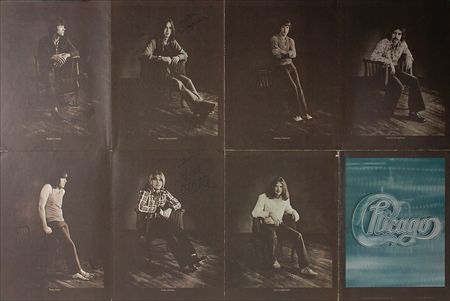 Lot #710 Chicago: Rare oversized Chicago II promo, fully signed by the founders, including Terry Kath - Image 1