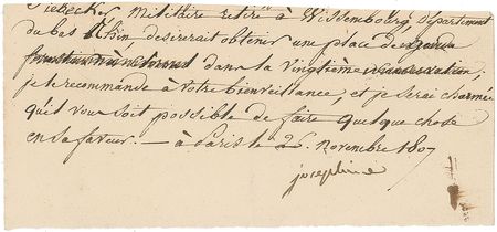 Lot #189 Josephine Bonaparte: Josephine seeks a military appointment for a retired border soldier - Image 1