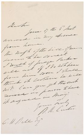 Lot #355 Supreme Court: Benjamin Robbins Curtis - Image 1