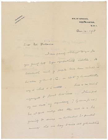 Lot #797 H. G. Wells: “A considerable number of people have been interested in the idea of the O.C. in spite of the unattractive way in which it is written” - Image 1