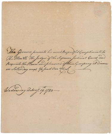 Lot #243 John Hancock: Inviting the Supreme Judicial Court to dinner - Image 1