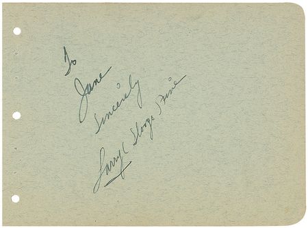 Lot #1280 Three Stooges: Superlative individual signatures from Moe, Larry, and Curly - Image 3