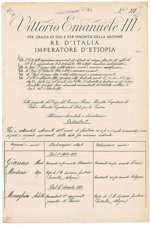 Lot #418 Benito Mussolini and Vittorio Emanuele III Signed Document - Image 1