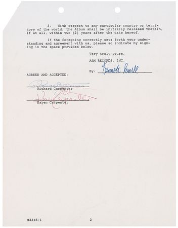 Lot #949 The Carpenters: For the ?Master Recording? of one of their biggest hits??We?ve Only Just Begun? - Image 2