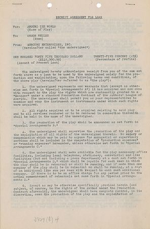 Lot #1282 Orson Welles Signed Document - Image 1