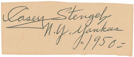 Lot #1675 Casey Stengel Signature - Image 1