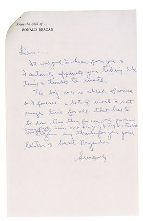 Lot #159 Ronald Reagan: “The big race is ahead of course” - Image 1
