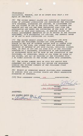 Lot #946 Big Bopper: Weeks before his untimely death, the ?Big Bopper? approves a financial arrangement as he answers ?Chantilly Lace? - Image 2