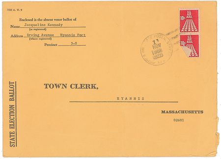 Lot #124 Jacqueline Kennedy Ballot Envelope - Image 2