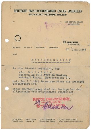 Lot #304 Oskar Schindler Typed Letter Signed - Image 2
