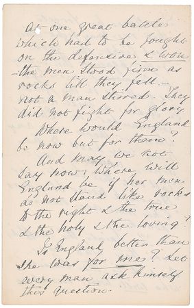 Lot #285 Florence Nightingale: A heartfelt remembrance of the Charge of the Light Brigade: “At one great battle which had to be fought on the defensive & won, the men stood firm as rocks till they fell—not a man stirred” - Image 9