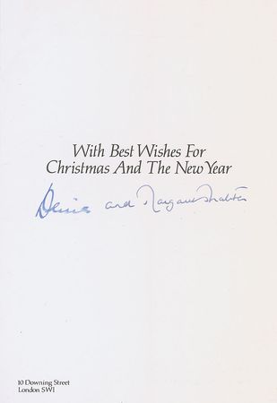 Lot #472 Margaret and Denis Thatcher Christmas Card - Image 1