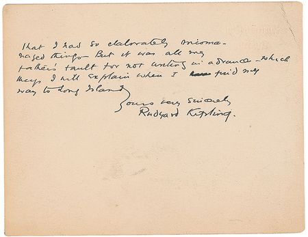 Lot #761 Rudyard Kipling Handwritten Letter Signed - Image 2