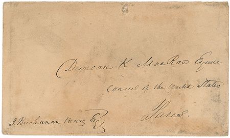 Lot #33 James Buchanan: Uncommon letter with envelope, writing his name three times - Image 2
