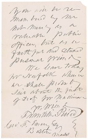 Lot #31 Franklin Pierce: Shortly after finishing his presidency, Pierce thanks a Treasury Department employee - Image 3