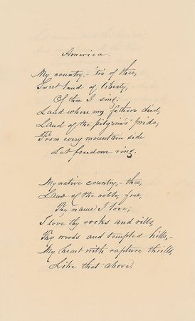 Lot #789 Samuel Francis Smith: “My country, ‘tis of thee, Sweet land of liberty” - Image 1