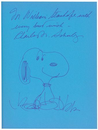 Lot #880 Charles Schulz: Adorning his Treasury with a charming Snoopy sketch - Image 1