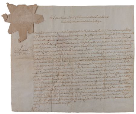 Lot #234 Benjamin Franklin: As the election draws near, Franklin grants land outside of Philadelphia - Image 1