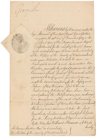 Lot #257 King George III Signed Document - Image 1
