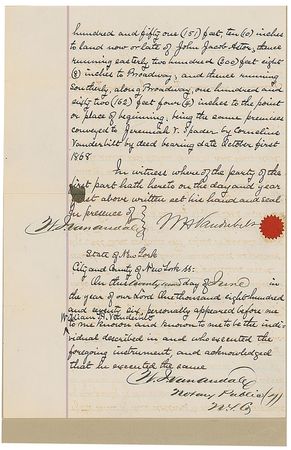 Lot #476 William H. Vanderbilt Signed Document - Image 2