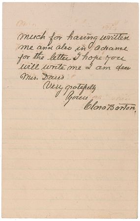 Lot #188 Clara Barton Handwritten Letter Signed - Image 3