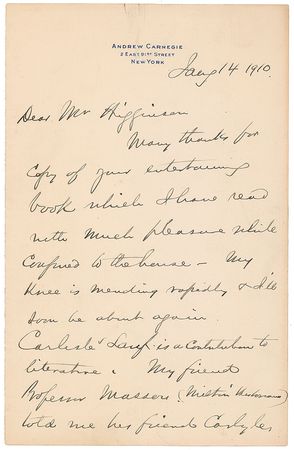 Lot #195 Andrew Carnegie: “Gilder is gone. ‘And oh the difference to me’” - Image 1