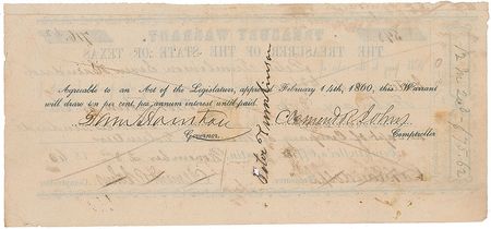 Lot #249 Sam Houston: Governor Houston pays a hefty sum for ?protection of the frontier? - Image 2