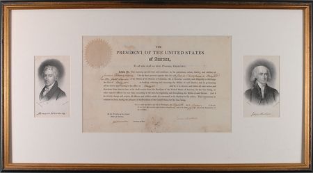 Lot #9 James Madison and James Monroe: Madison and Monroe appoint a DC militia officer - Image 1