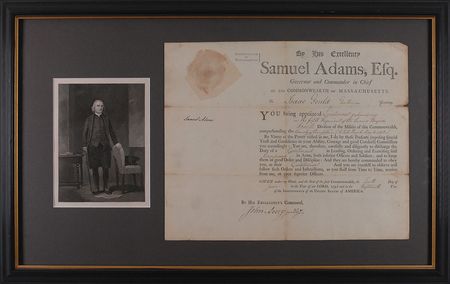 Lot #180 Samuel Adams: The Massachusetts patriot appoints a militia officer - Image 1
