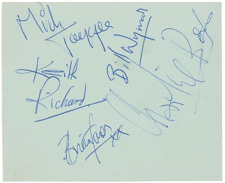 Lot #978 Rolling Stones: Incredibly clean signatures of the full classic lineup - Image 1