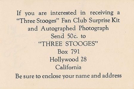 Lot #1505 Three Stooges Fan Club Card - Image 2