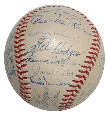 Lot #1535 Brooklyn Dodgers: Boldly signed in 1950 by Brooklyn’s biggest stars—Robinson, Campanella, Hodges, Reese, and Snider - Image 6