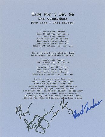 Lot #1163 The Outsiders Souvenir Lyrics - Image 1