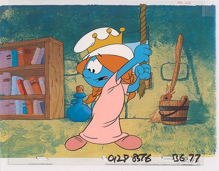 Lot #883 The Smurfs Animation Cel and Sketch - Image 1