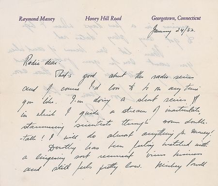 Lot #1458 Raymond Massey - Image 1