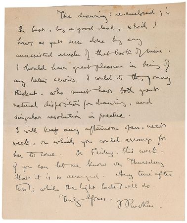 Lot #780 John Ruskin Handwritten Letter Signed - Image 1