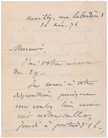 Lot #426 Frederic Passy Handwritten Letter Signed - Image 1