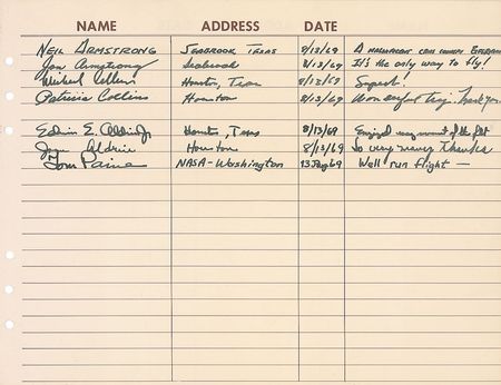 Lot #626 Apollo 11: Crew-signed Air Force One log book from their flight to New York as heroes - Image 1
