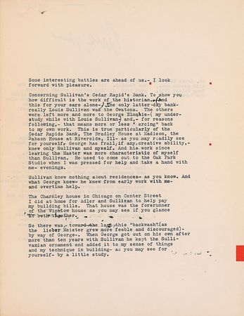 Lot #798 Frank Lloyd Wright: Resistant to the nascent MOMA International Style exhibition, Wright denounces the featured architects as “emulating the Corbusier,” continuing, “It is not a very talented group, I believe” - Image 2