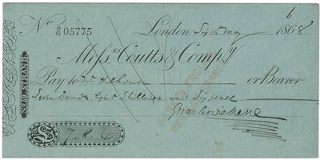 Lot #1734. Charles Dickens Check