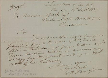 Lot #18 William Henry Harrison: Harrison, at the end of his diplomatic appointment in Columbia, requests a payment to a widow - Image 3