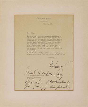 Lot #121 John F. Kennedy: Accepting the resignation of the ambassador to New Zealand - Image 2