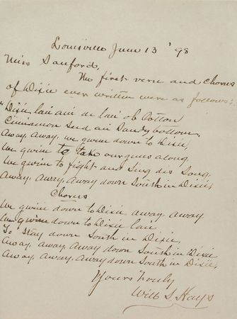 Lot #930 William S. Hays: “We gwine down to Dixie, away, away” - Image 2