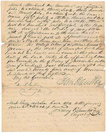 Lot #252 Sam Houston: Prominently signed 1825 Tennessee land grant - Image 2